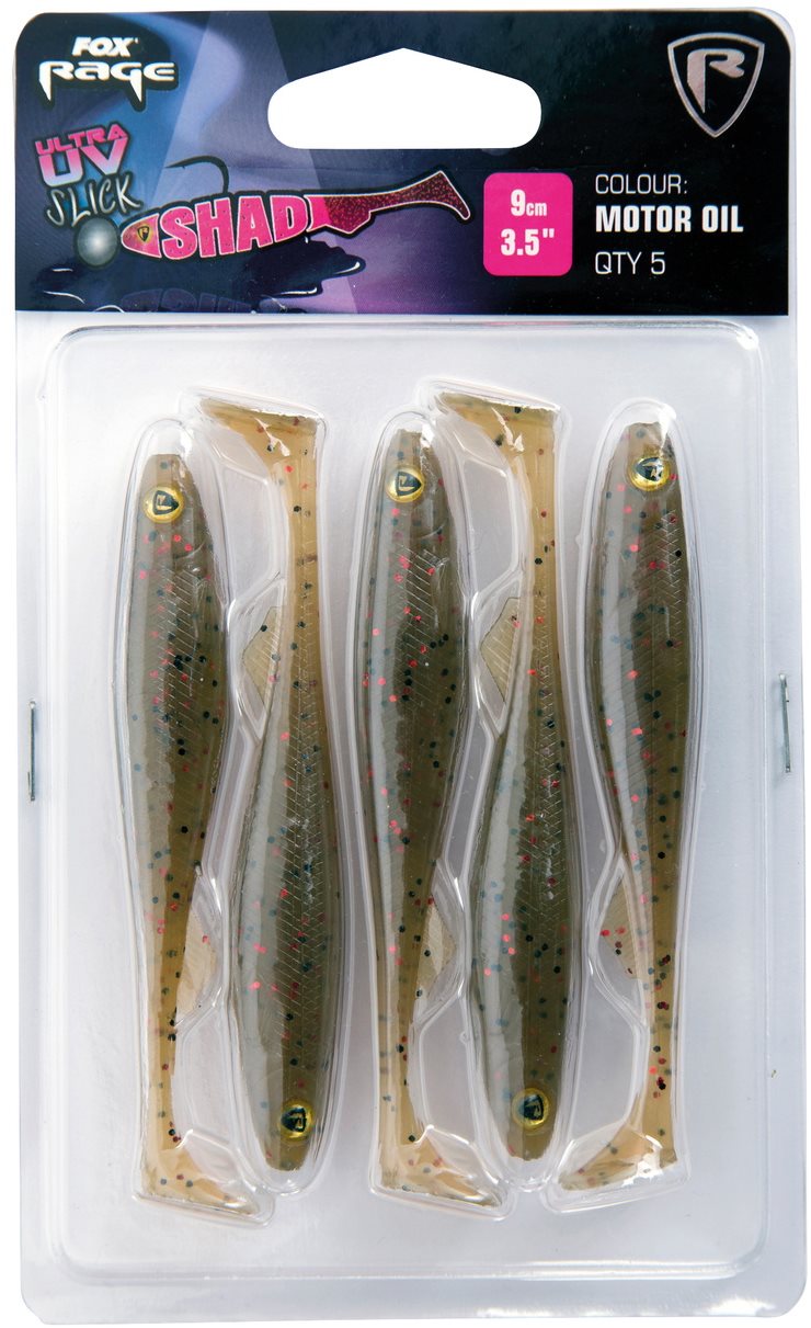 FOX Rage Slick Shad Ultra UV 9 cm Motor Oil 5 ks