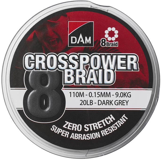 DAM Crosspower 8-Braid 0,13 mm 7,2 kg 16 lb 150 m Dark Grey