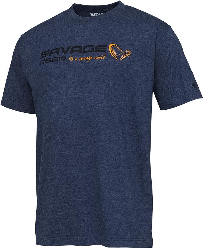 Savage Gear Signature Logo T-Shirt Blue Melange Veľkosť S