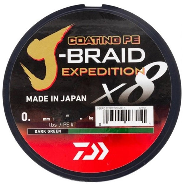 Daiwa Šňůra J-Braid Expedition X8E Dark Green 150 m 0,13 mm 8,4 kg