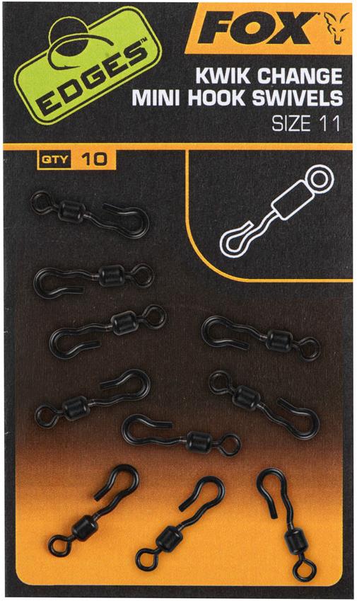 Fox Edges Kwik Change Mini Hook Swivels, veľkosť 11, 10 ks