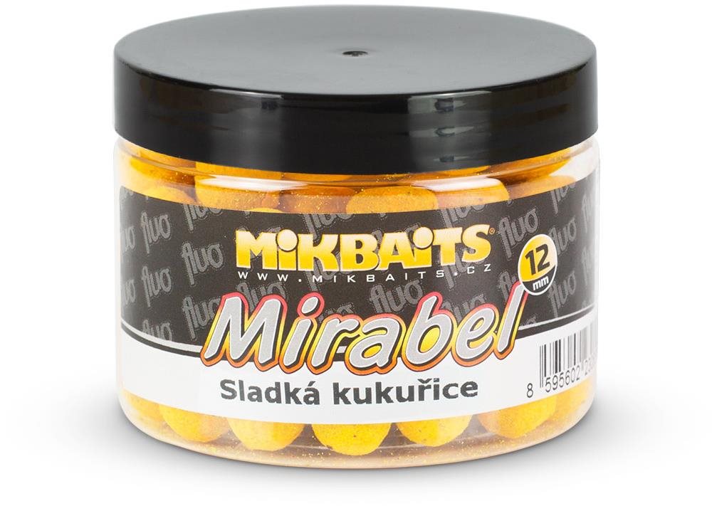 Mikbaits Fluo boilies Mirabel Sladká kukurica 150 ml 12 mm