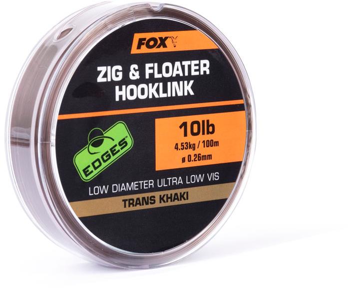 Fox Zig and Floater Hooklink Trans Khaki 100 m, 0,26 mm, 10 lb