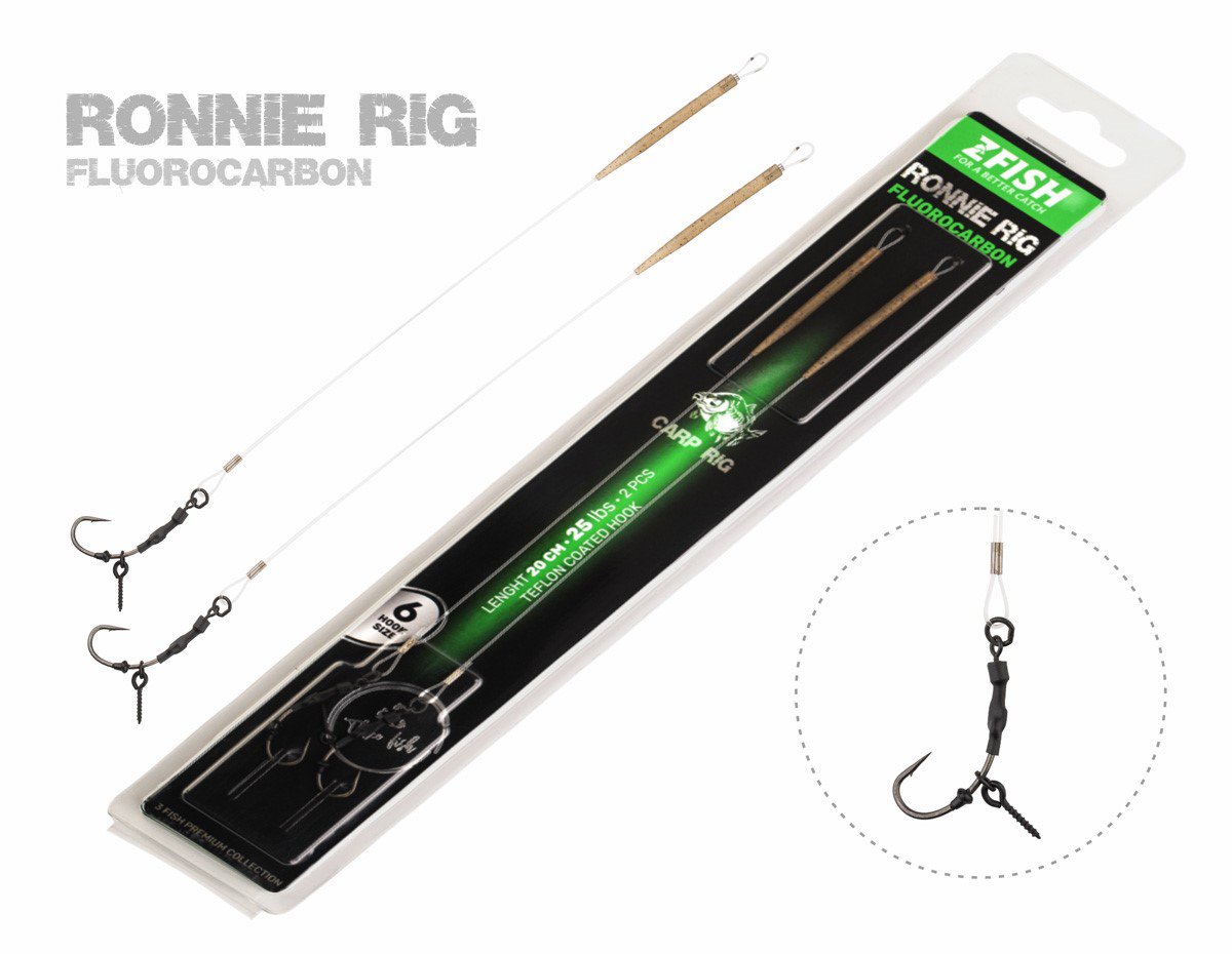 Zfish Nadväzec Fluorocarbon Ronnie Rig 20 cm 25 lb Veľkosť 8 2 ks