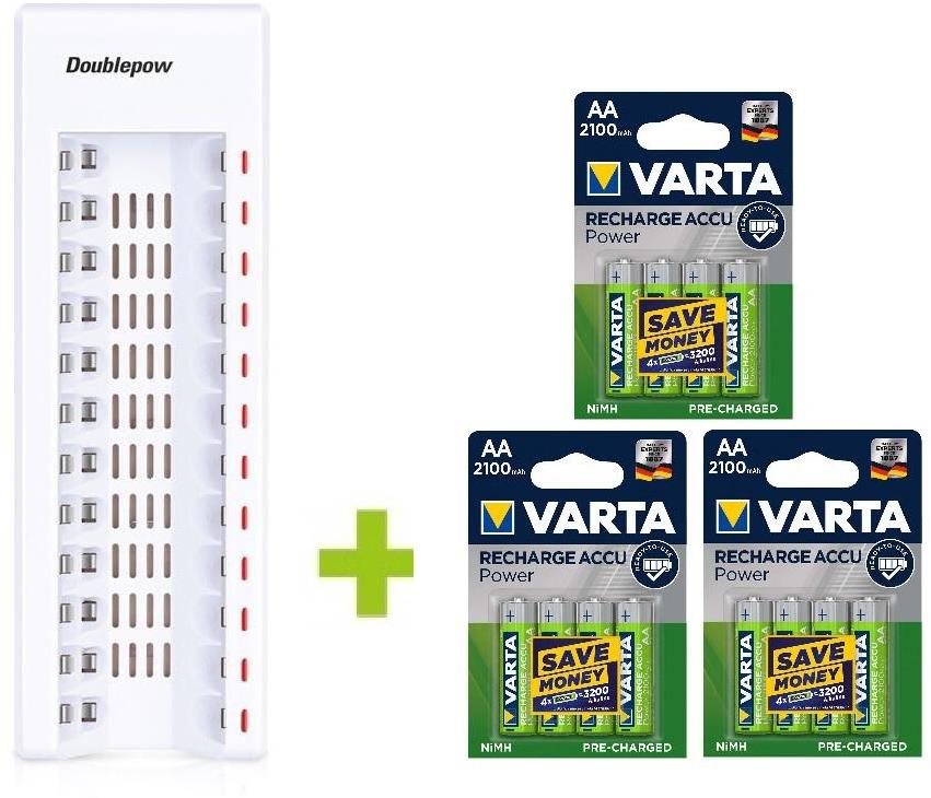 OXE Battery Charger AA na 12 ks a 12 ks nabíjacích batérií Varta 56706 R6 2100 mAh NIMH basic