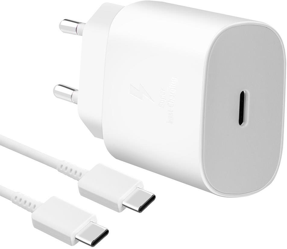 Samsung cestovná nabíjačka 25W + USB-C/USB-C dátový kábel White (Bulk)