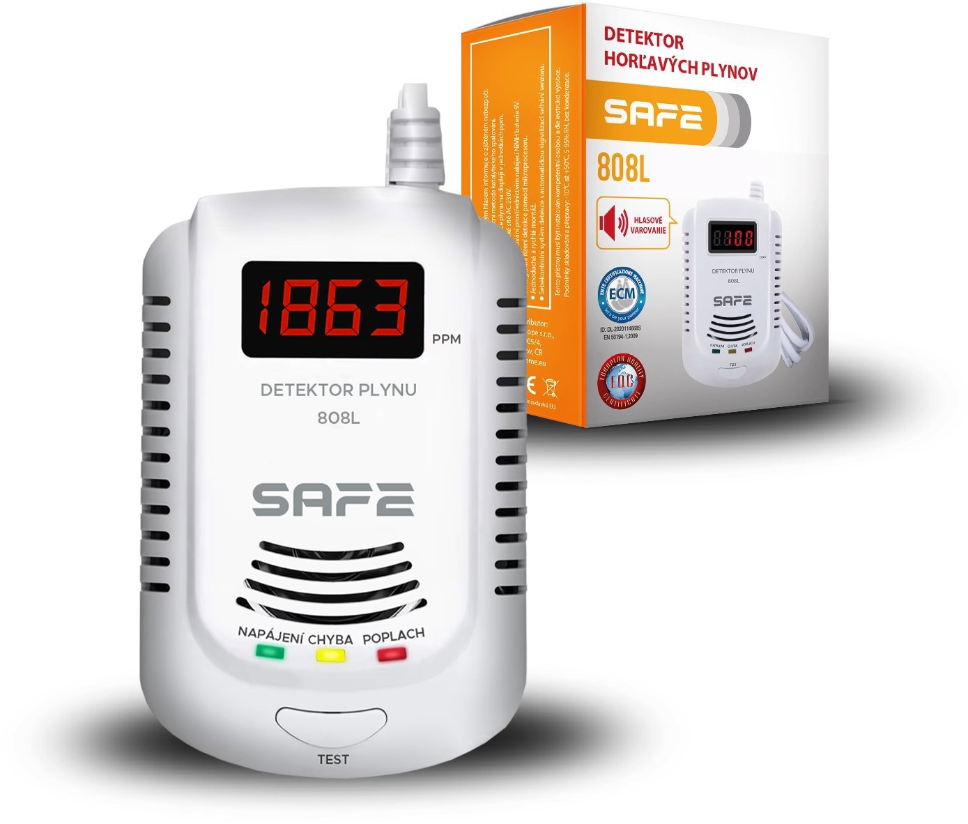 Detektor horľavých a výbušných plynov - SAFE 808L (zemný plyn)