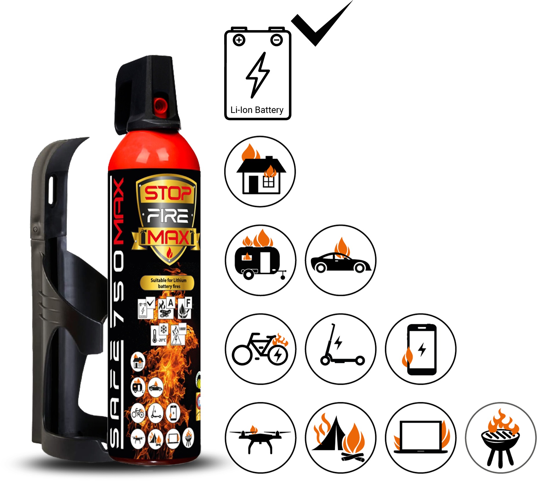 SAFE HOME Hasiaci sprej Safe 750 Max + držiak Safe 75C set