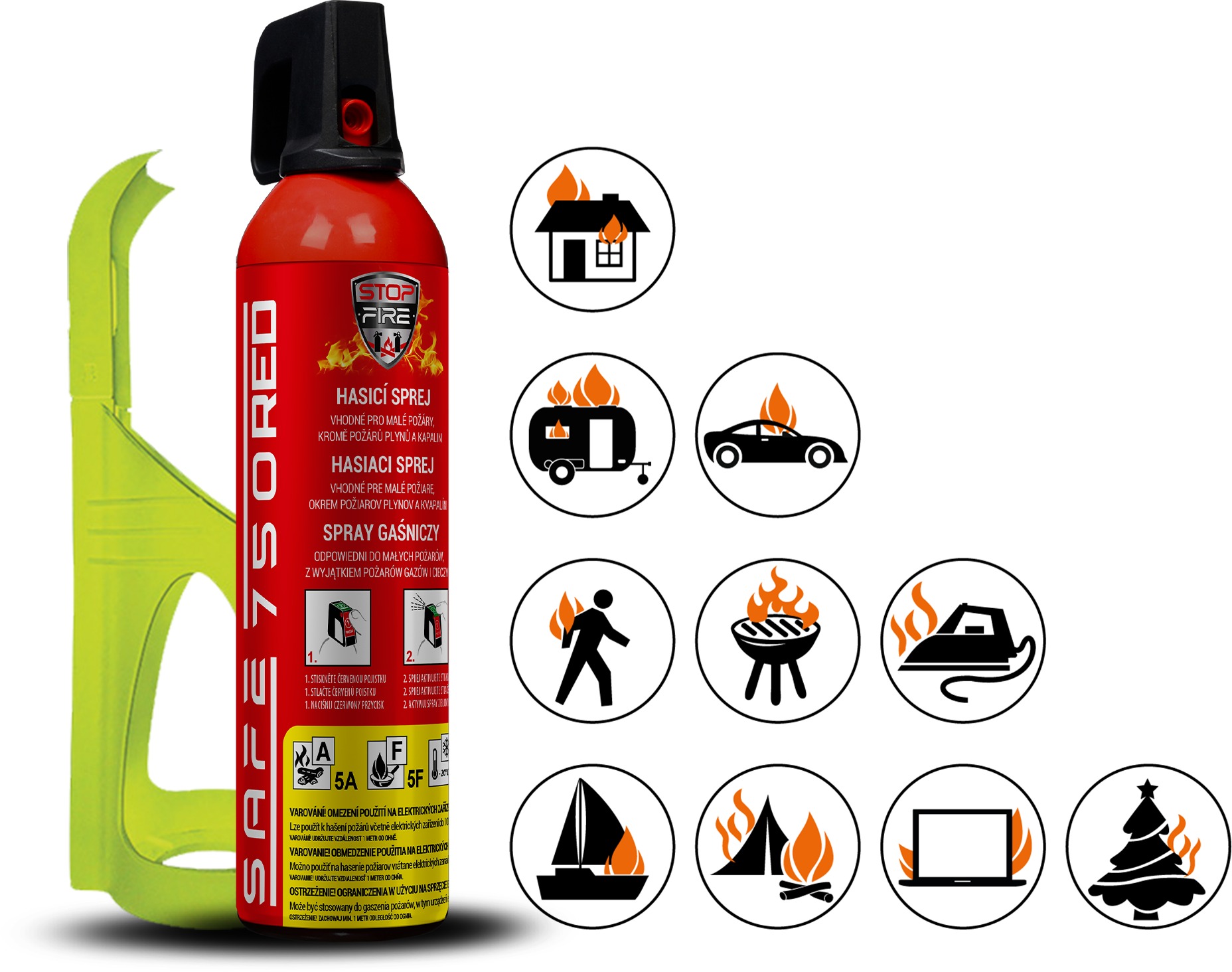 SAFE HOME Set Hasiaci sprej Safe 750 Red + držiak Safe 75F