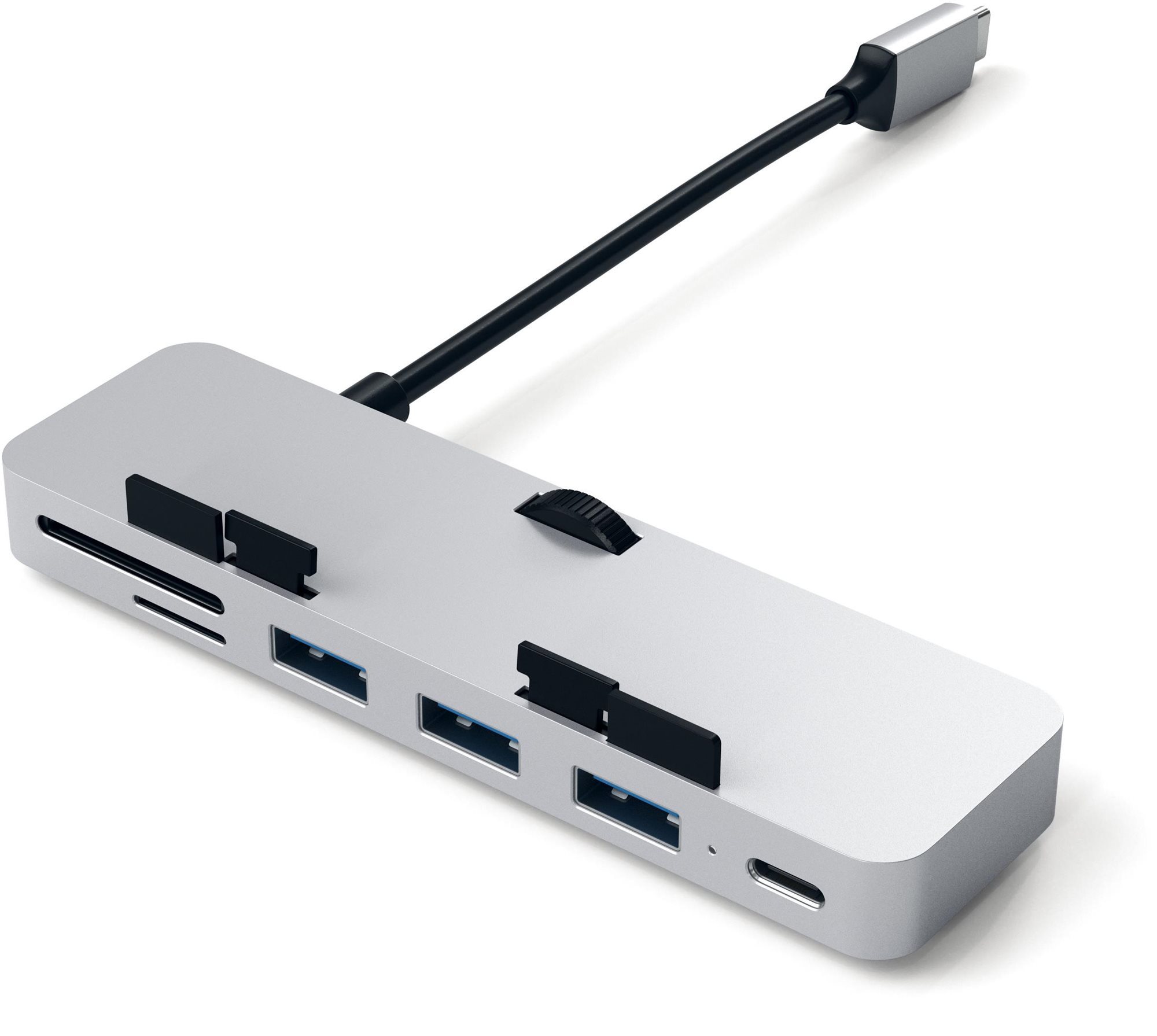 Satechi Aluminum Type-C CLAMP PRO Hub (3× USB 3.0, MicroSD) – Silver