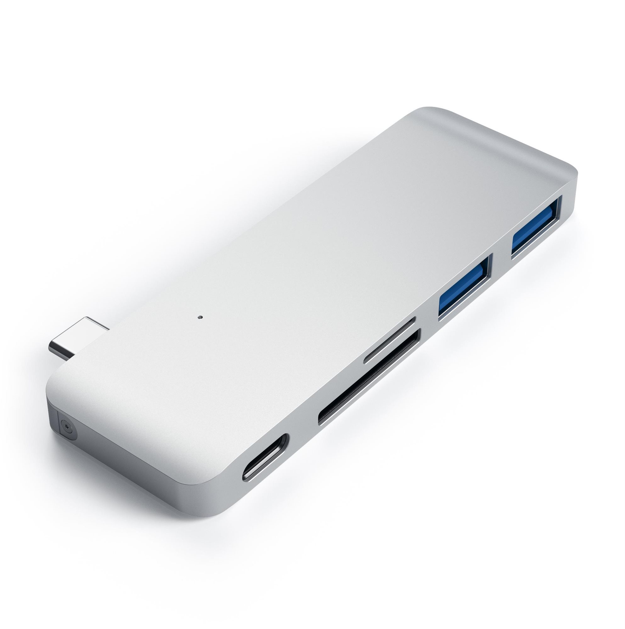 Satechi Aluminium Type-C Passthrough USB Hub (3× USB 3.0, MicroSD) – Silver