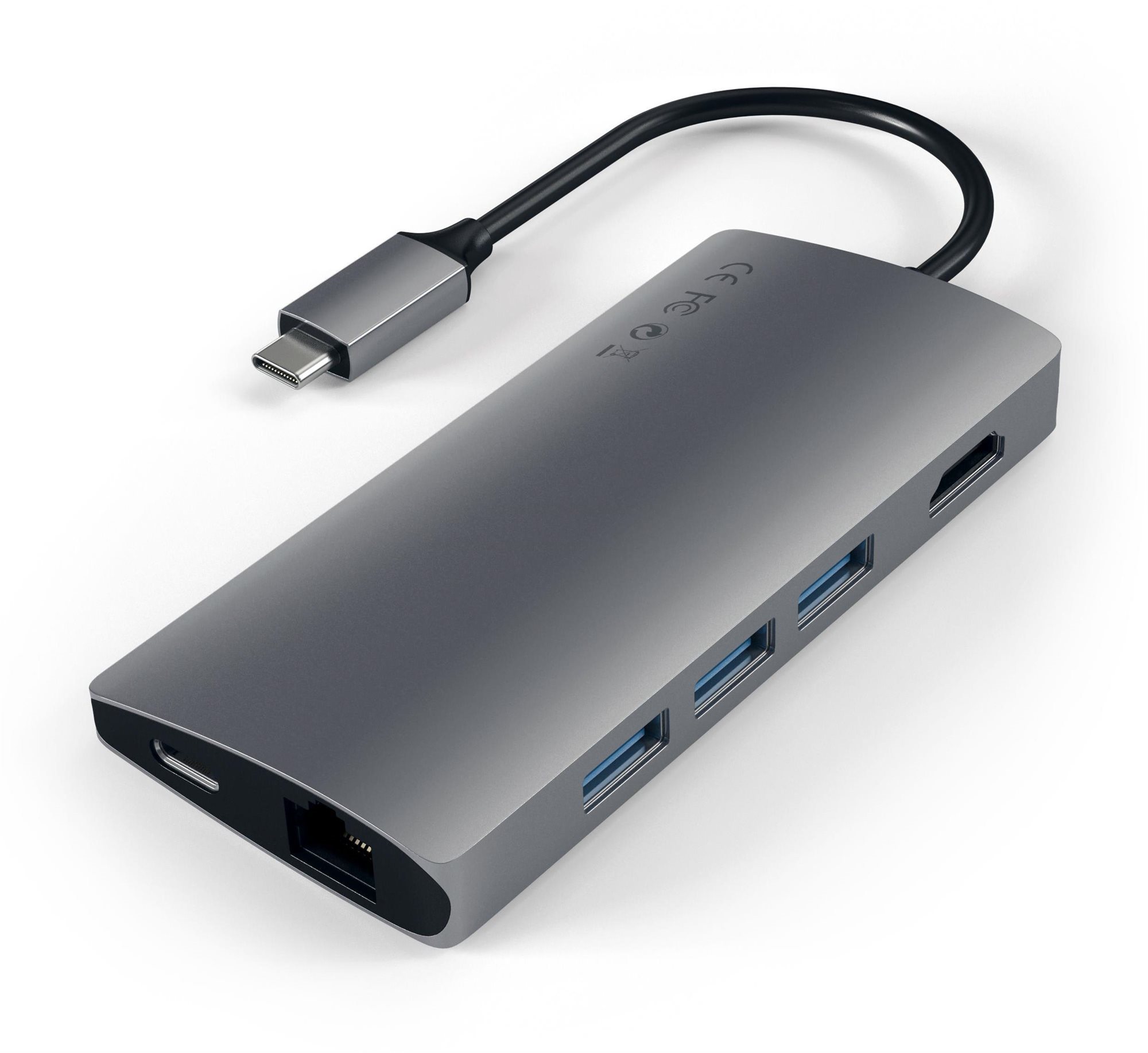 Satechi Aluminium Type-C Multi-Port Adaptér (HDMI 4K, 3× USB 3.0, MicroSD, Ethernet V2) – Space Grey