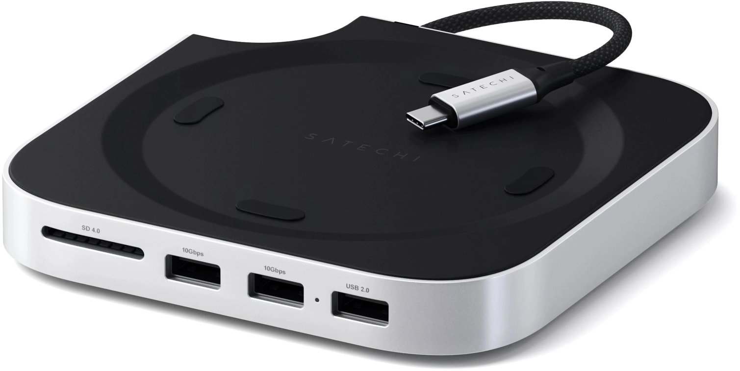 Satechi Mac Mini M4 Stand & Hub with SSD Enclosure – Silver
