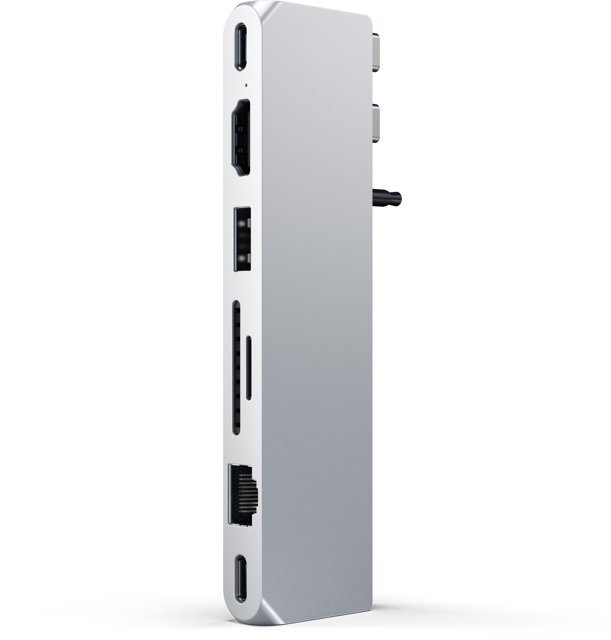 Satechi Pro Hub Max (1× USB4,1× HDMI 4K 60 Hz,1× USB-A3.0,1× micro/SD,1× Ethernet,1× USB-C,1× Audio) – Silver