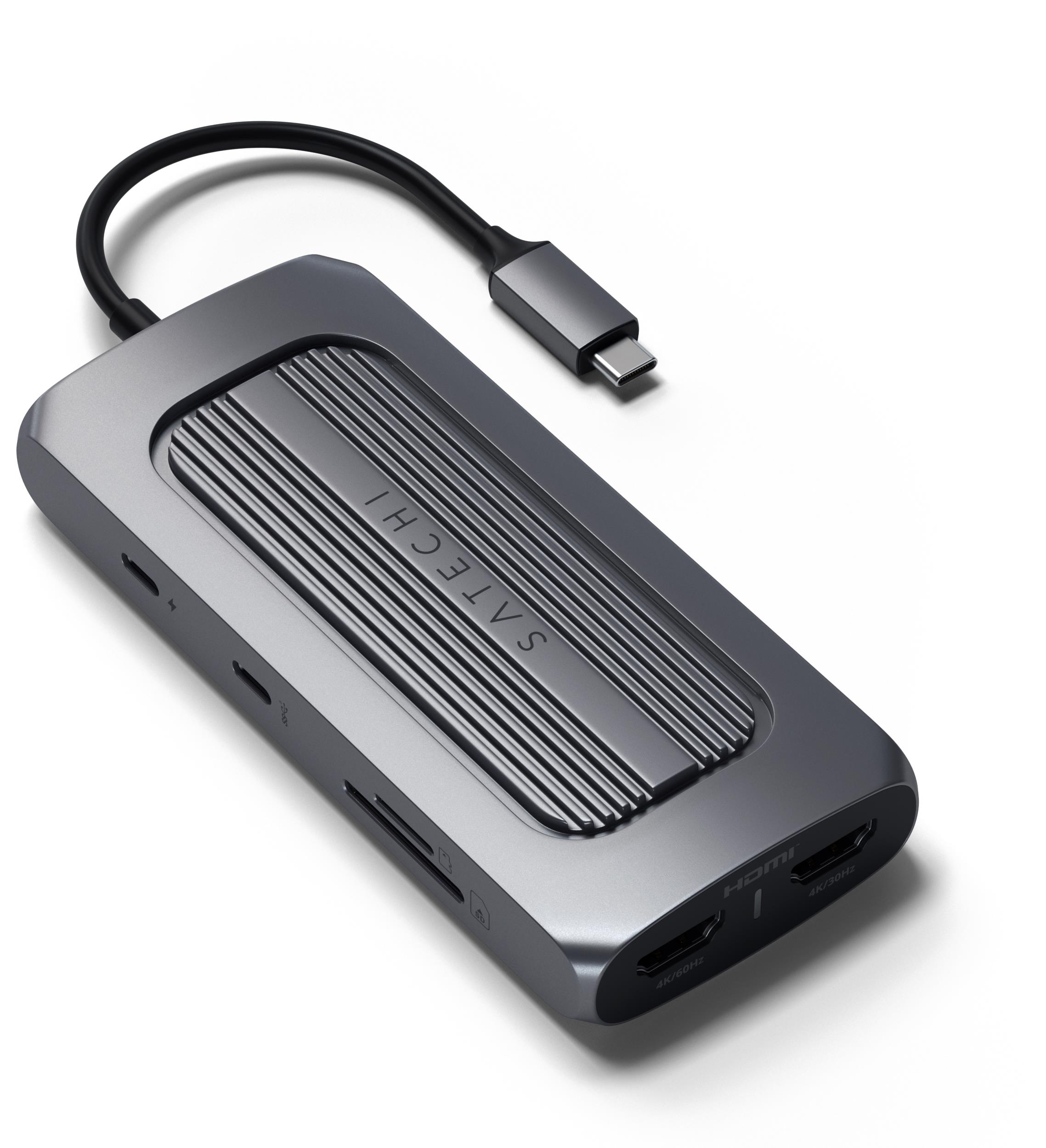 Satechi Aluminium USB4 Multiport Adaptér w 8K HDMI (1× 8K HDMI/30 Hz, USB-C PD 100 W, Ethernet, 2× USB-A