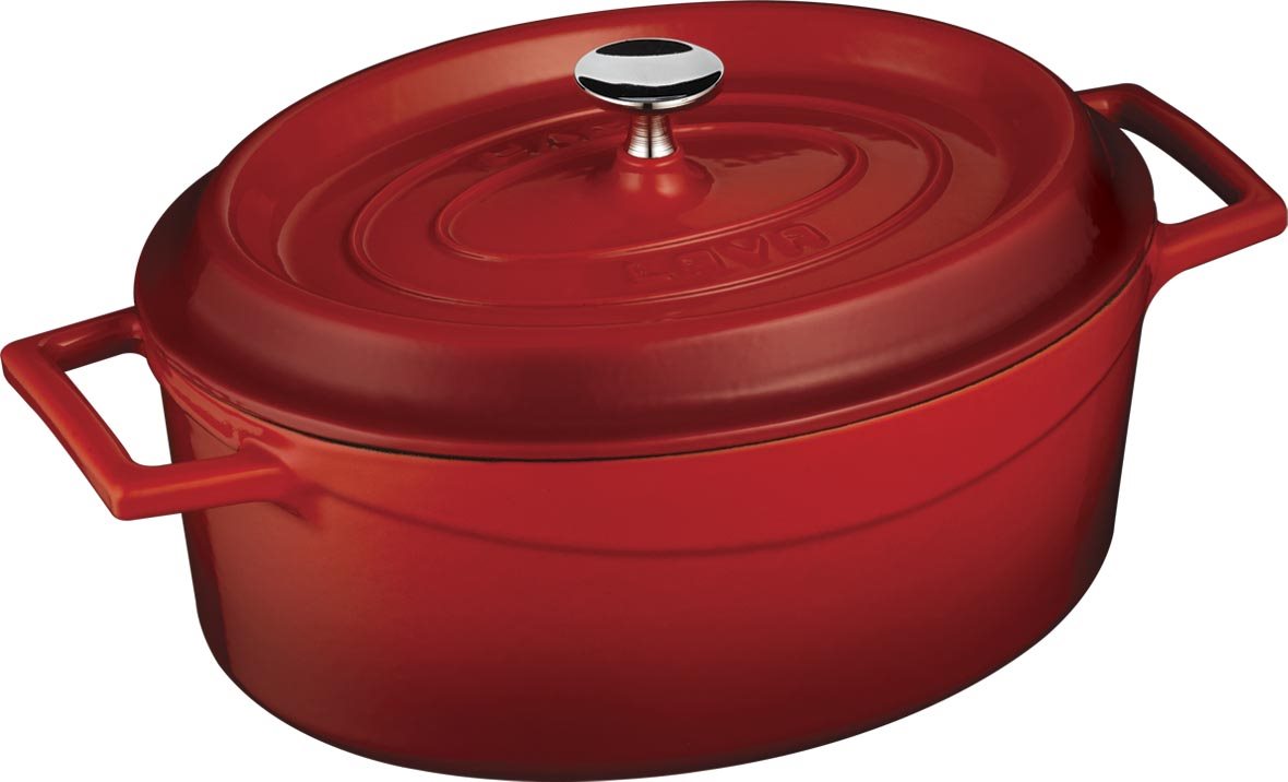 LAVA METAL Liatinový hrniec oválny 31 cm – červený