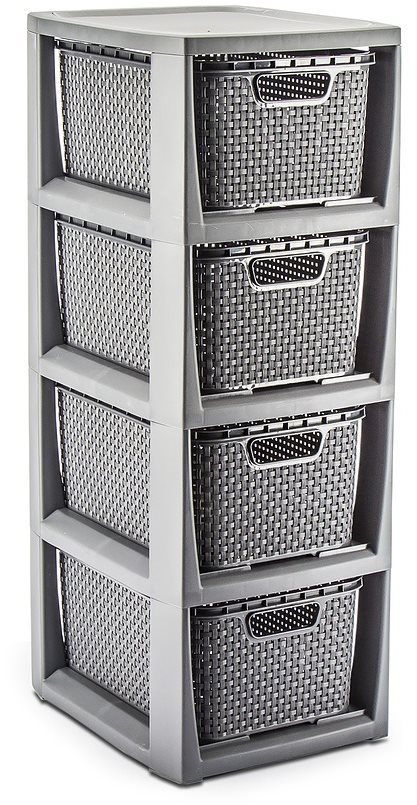 Branq Komoda Rattan – 4 košíky antracit