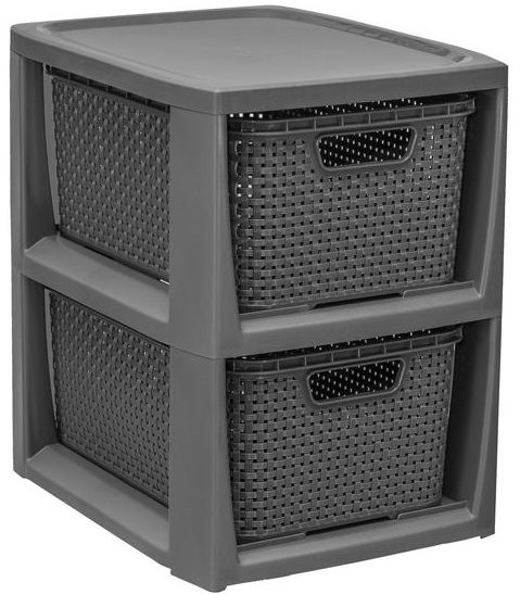 Branq Komoda Rattan – 2 košíky antracit