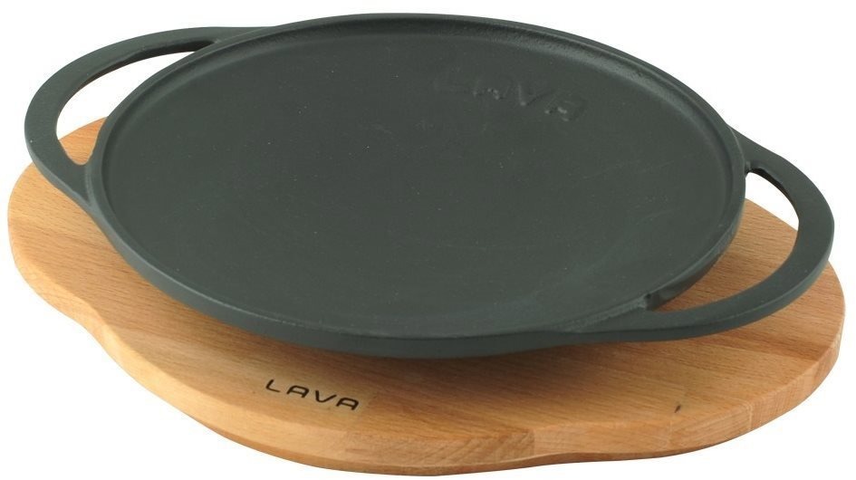 LAVA METAL Liatinová panvica „wok“ 20 cm s dreveným podstavcom