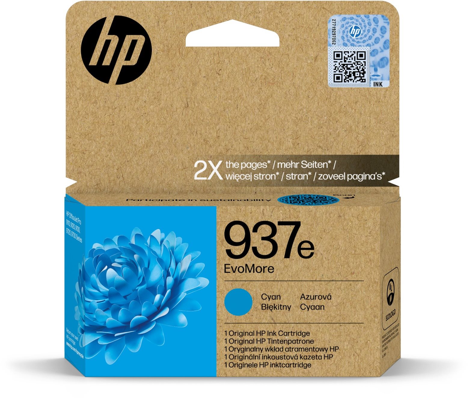 HP 4S6W6NE č. 937 XL EvoMore azúrová