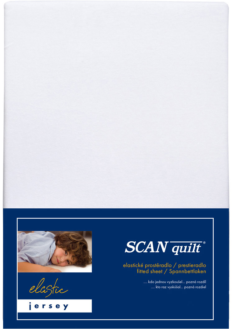 SCANquilt Dětské prostěradlo Jersey Elastic Lycra bílé 70 × 140 cm