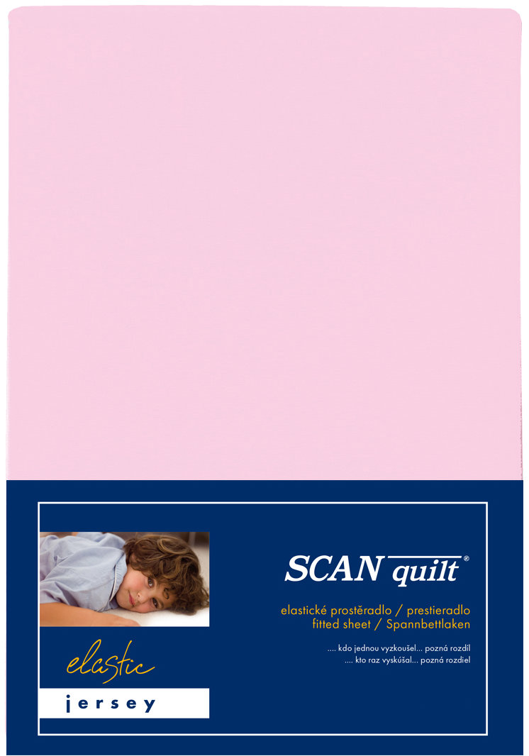 SCANquilt Dětské prostěradlo Jersey Elastic Lycra světle růžové 70 × 140 cm