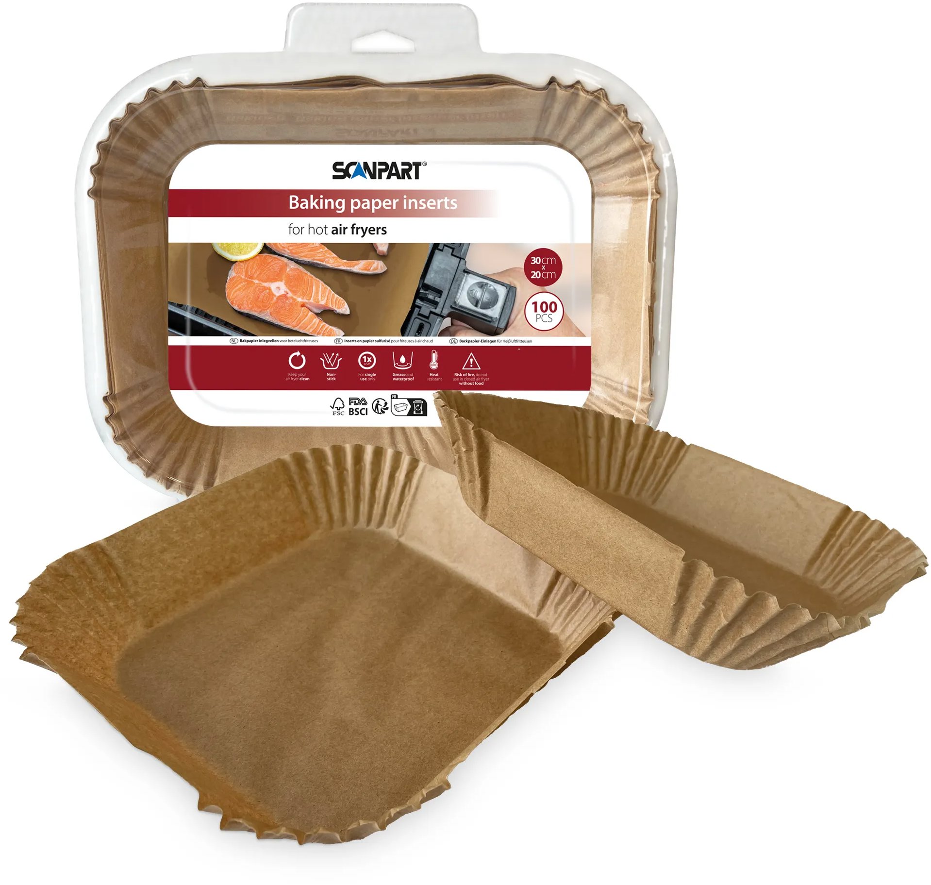 ScanPart Papier na pečenie do teplovzdušných fritéz 30 × 20 cm 100 ks