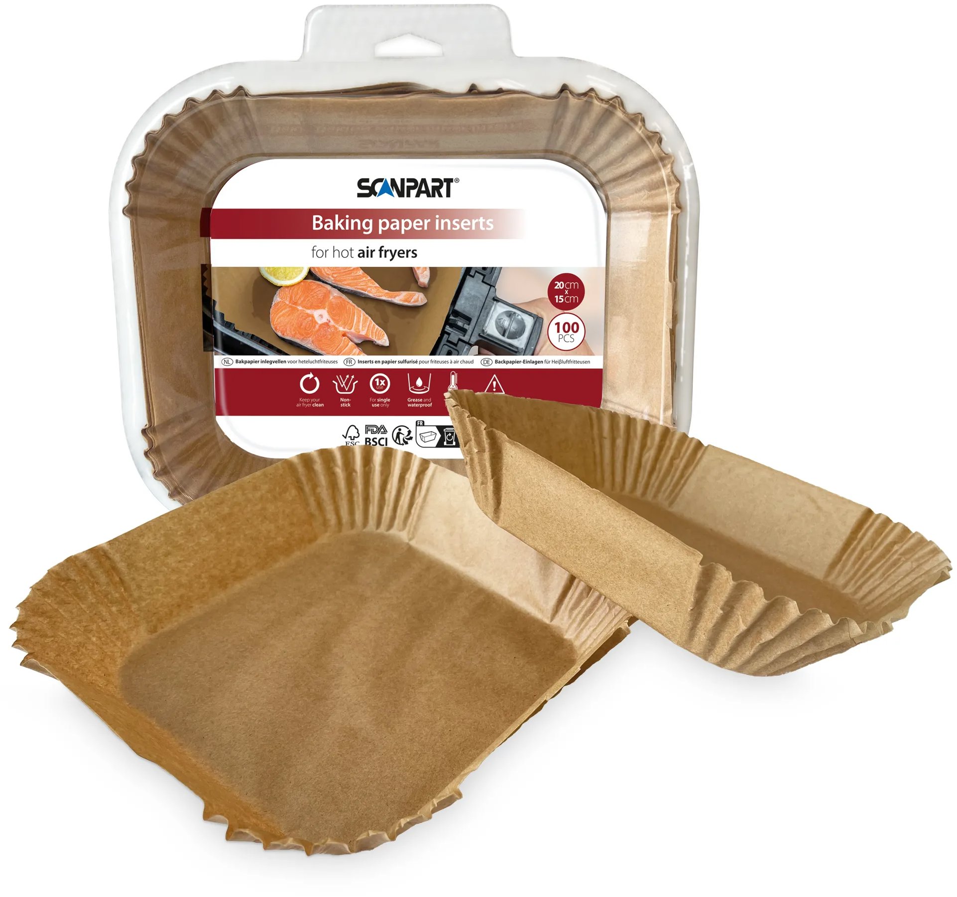 ScanPart Papier na pečenie do teplovzdušných fritéz 20 × 15 cm 100 ks