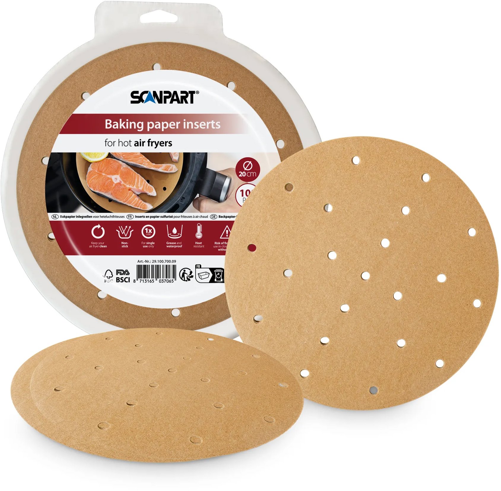 ScanPart Perforovaný Papier do teplovzdušných fritéz 20 cm 100 ks