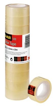 Scotch 15 mm × 10 m, transparentná – balenie 10 ks