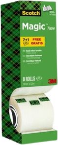Scotch Magic 19 mm × 10 m, matná páska na opravu a lepenie – balenie 8 ks