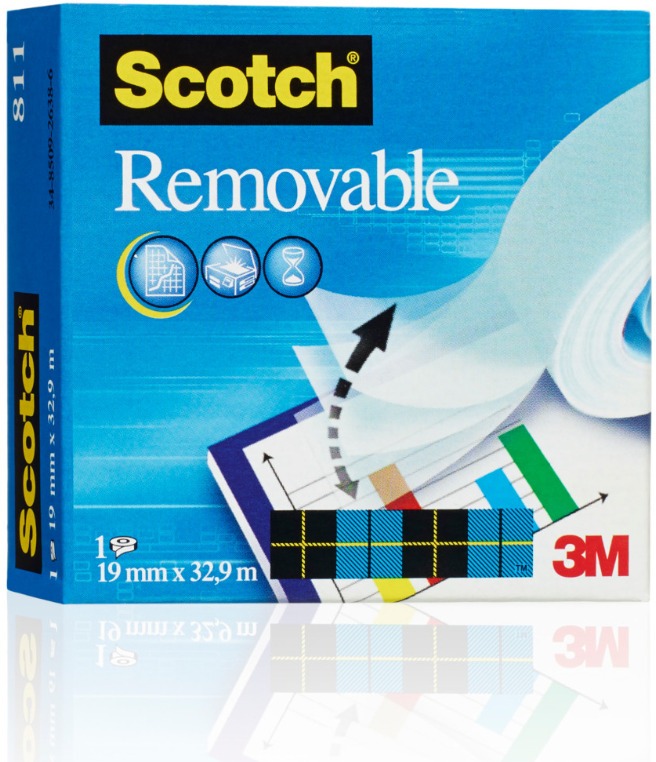 Scotch 19 mm x 33 m, popisovateľná, odstrániteľná