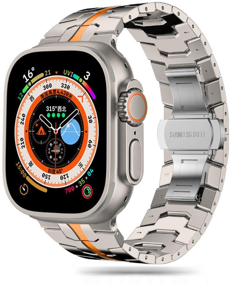 Tech-Protect Stainless Line na Apple Watch 42/44/45/49 mm, titanium/orange