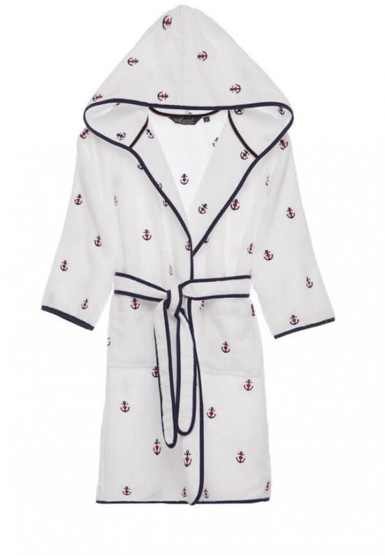 Soft Cotton – Detský župan Marine Girl s kapucňou v darčekovom balení, biela, 116 (6 rokov)