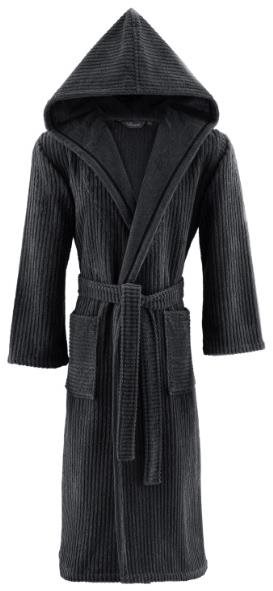 Soft Cotton – Unisex župan Stripe s kapucňou, antracit, XL
