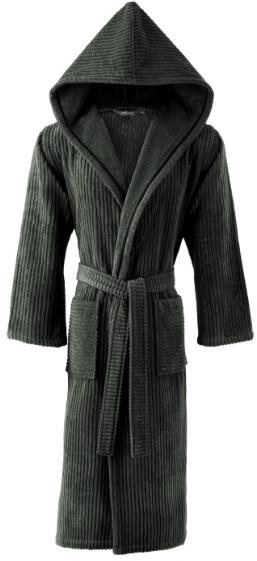 Soft Cotton – Unisex župan Stripe s kapucňou, khaki, L