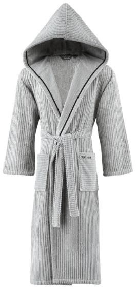 Soft Cotton – Unisex župan Stripe s kapucňou, sivá, XL