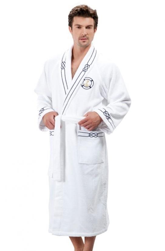 Soft Cotton – Luxusný pánsky župan Marine man v darčekovom balení, biela, XXL