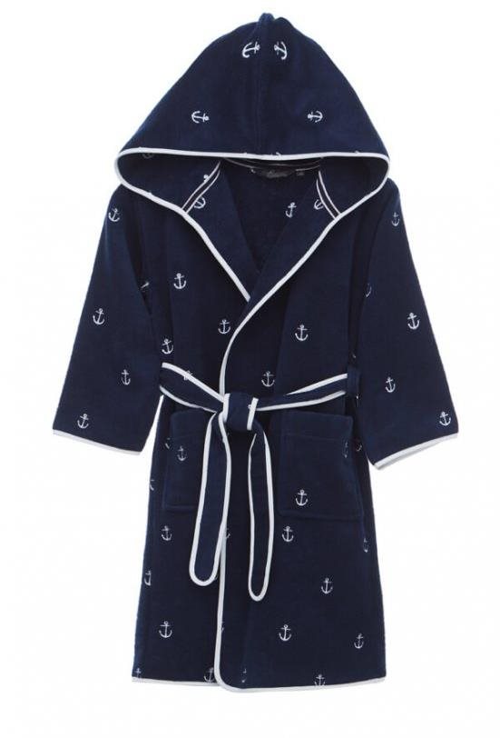 Soft Cotton – Detský župan Marine Boy s kapucňou v darčekovom balení, tmavo modrá, 140 (10 rokov)