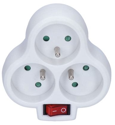 Solight Rozbočovací adaptér s vypínačom 3× 10 A/230 V biely