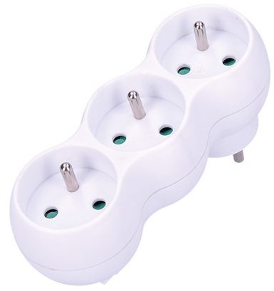 Solight Rozbočovací adaptér s podperou, 3× 10 A/230 V biely