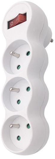 Solight Rozbočovací adaptér s podperou a vypínačom, 3× 10 A/230 V biely
