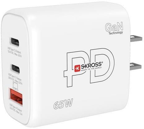 SKROSS USB A + C Power charger 65 W GaN US, Power Delivery, typ A