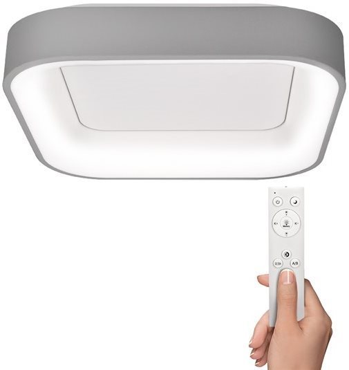 Solight LED, stropné svetlo štvorcové Treviso, 48 W, 2 880 lm, stmievacie, diaľkové ovládanie, sivé