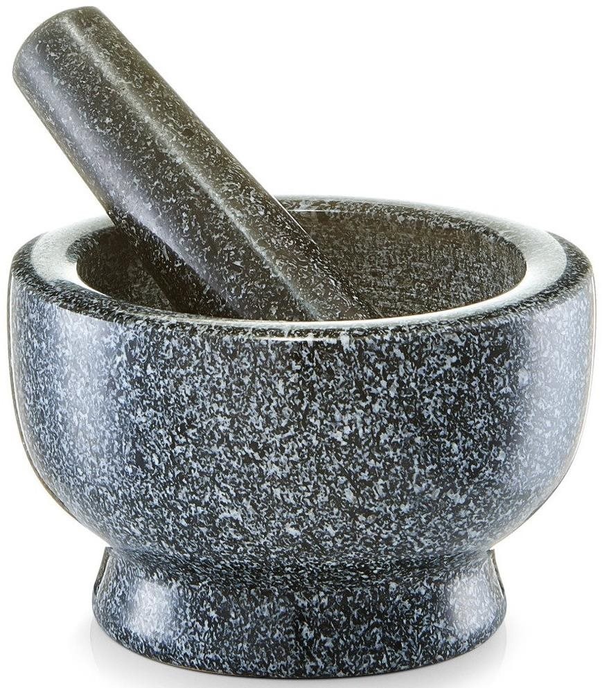 Zeller, Kuchynský mažiar GRANIT s paličkou, čierny, 13 × 8 cm