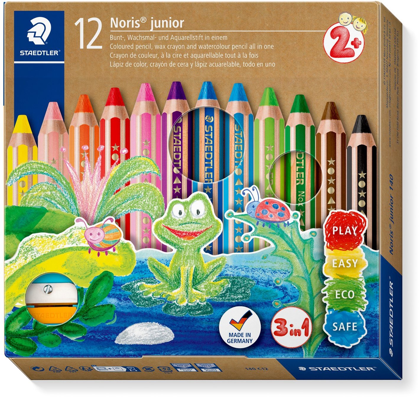 STAEDTLER Noris junior jumbo 3 v 1 – 12 farieb s strúhadlom