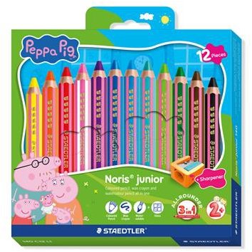 STAEDTLER Peppa Pig Noris junior jumbo 3 v 1, 12 farieb