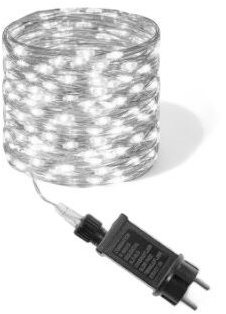 senzanakupy Vonkajšia mikro reťaz 25 m 250LED, s časovačom, studená biela