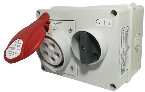 SEZ-CZ Blokovaná zásuvka so spínačom 400 V, IP 44, 16 A, 5-pól