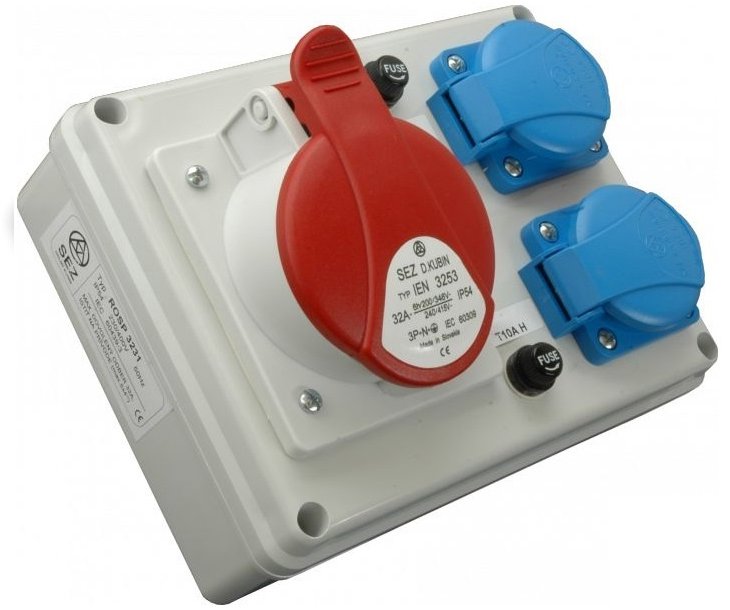 SEZ-CZ Minizásuvková rozvodnica Praktik, IP 54, 1× 3253, 2× 230 V